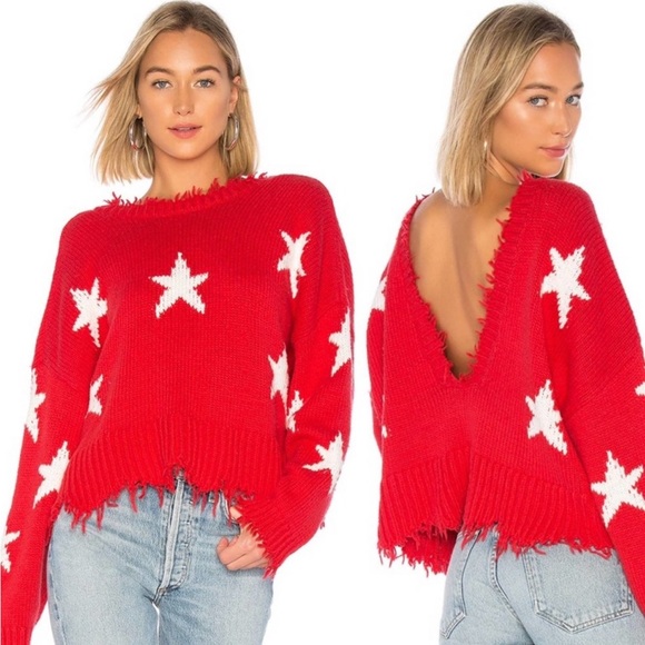 Wildfox Sweaters - WILDFOX Couture Red Star Palmetto Sweater